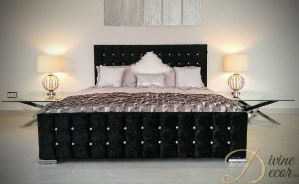 Divine Range Cannes Crushed Velour Bed Choice of Size/Colour/Fabric